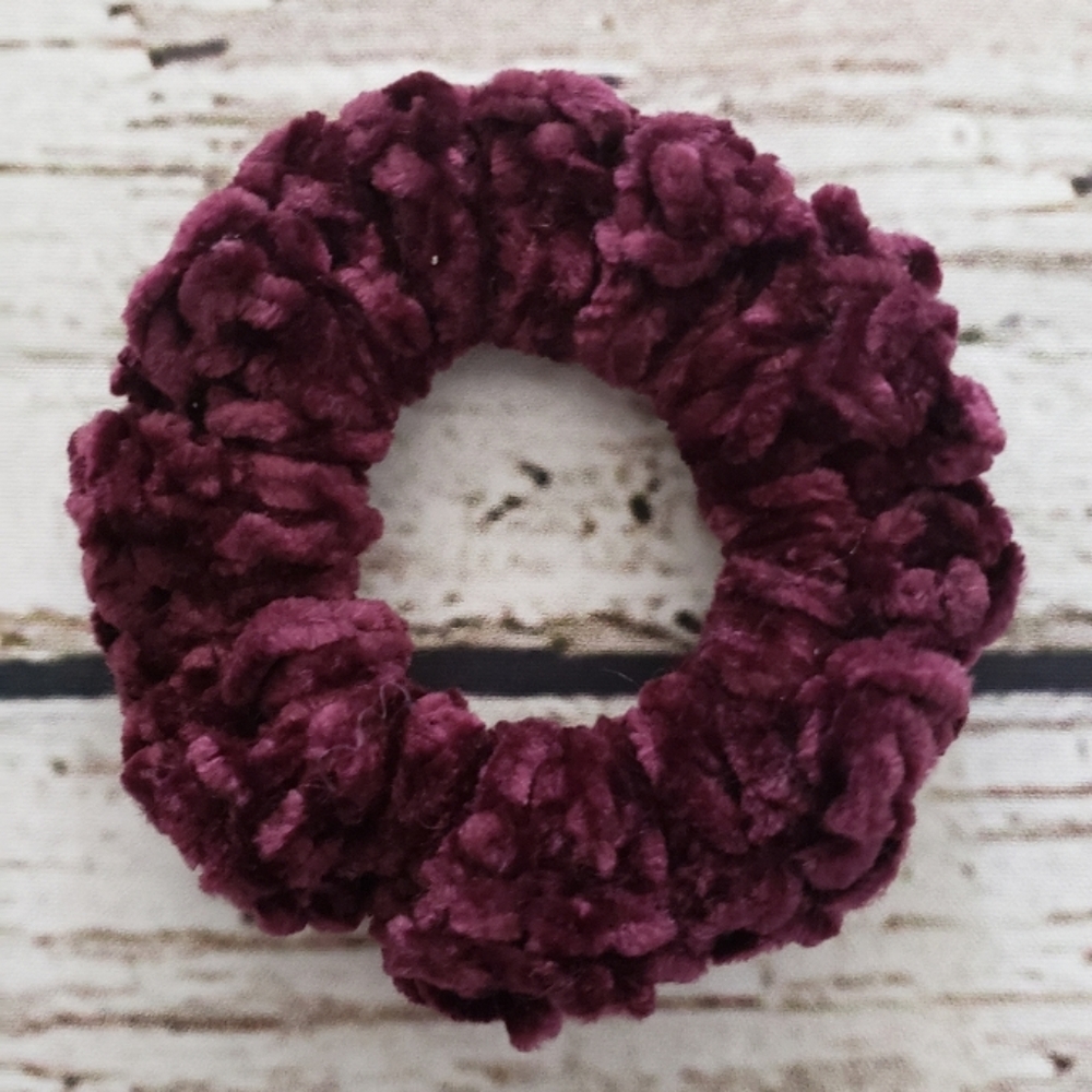 Purple Crochet Velvet Scrunchie